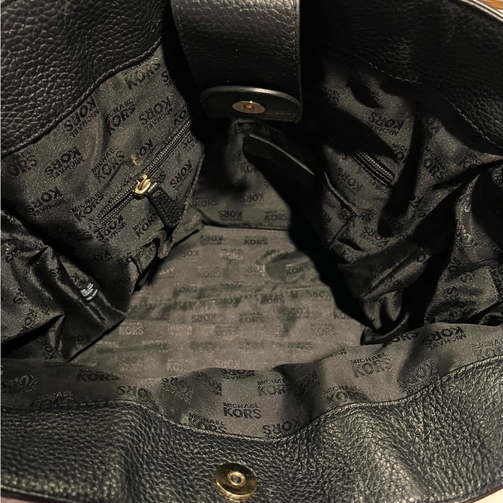 Michael Kors Large Leather Satchel Brown Black Gold Hardware Tote Bag - Picture 9 of 9